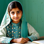 독서지도사 경력 개발 계획 - **Prompt:** "A young, bright-eyed Pakistani girl, fully clothed in a traditional shalwar kameez with...